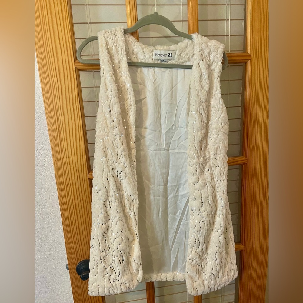 Forever 21 Cream Lace Vest